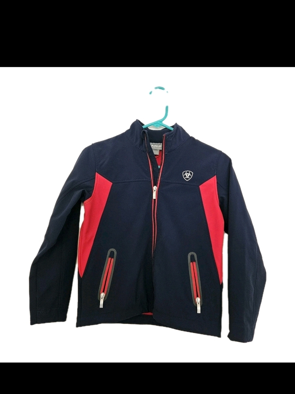 Ariat Youth Team Softshell Jacket Navy Blue Red Equestrian Size Medium 10